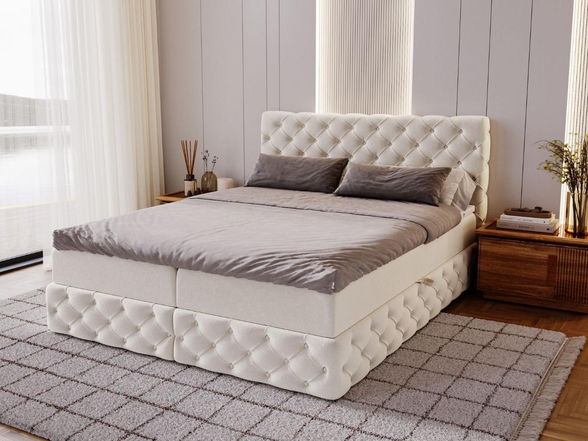 BOXBETT Canolo 160x200 Cremige - Creme, Holz/Textil (160/200cm) - Graingold