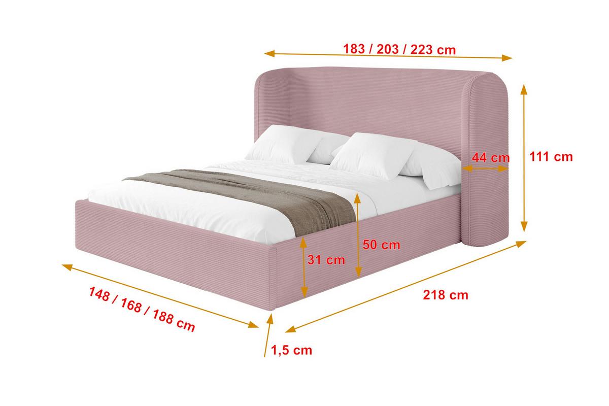 POLSTERBETT mit Bettkasten und Lattenrost, Bett mit Matratze H3/H4 - ESTI 160x200 Rosa - Rosa, Holzwerkstoff/Textil (160/200cm) - ALTDECOR