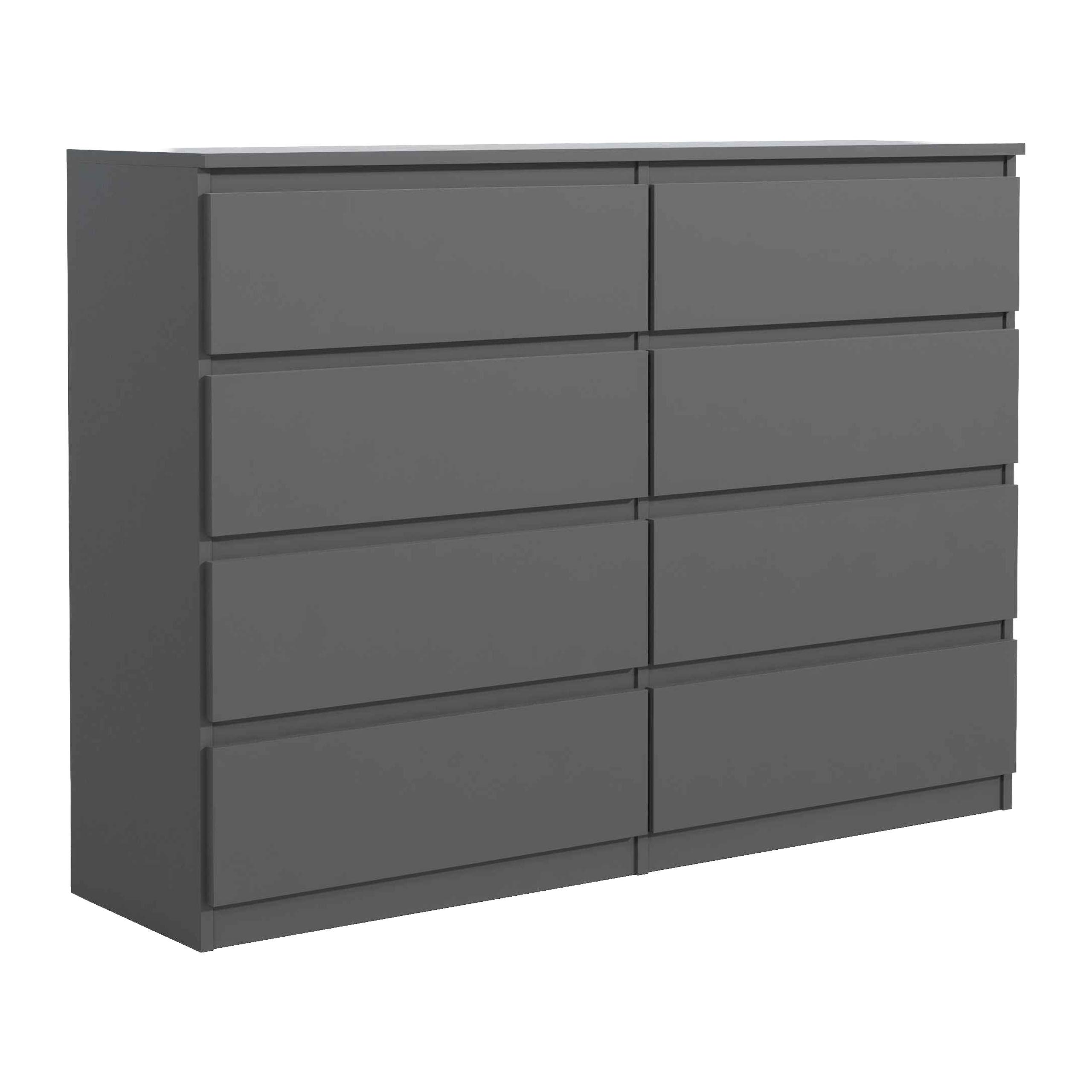 KOMMODE NUDO 120/101,5/39cm mit 8 Schubladen Türen Anthrazit - Anthrazit, Holzwerkstoff (120/101.5/39cm) - MASSENO