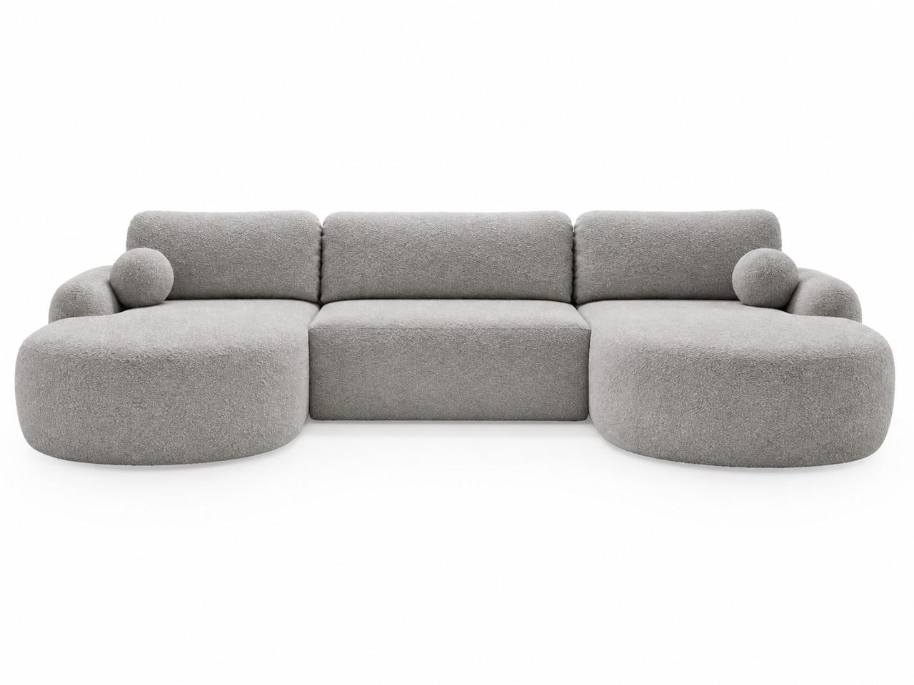 ECKSOFA Aurio U Bouclé-Stoff Grau - Schwarz/Grau, Kunststoff/Textil (347/177cm) - Graingold