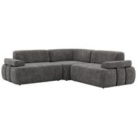 ECKSOFA MIREO L - Dunkelgrau Schenille grob gewebt - Dunkelgrau/Schwarz, Kunststoff/Textil (257/257cm) - MKS