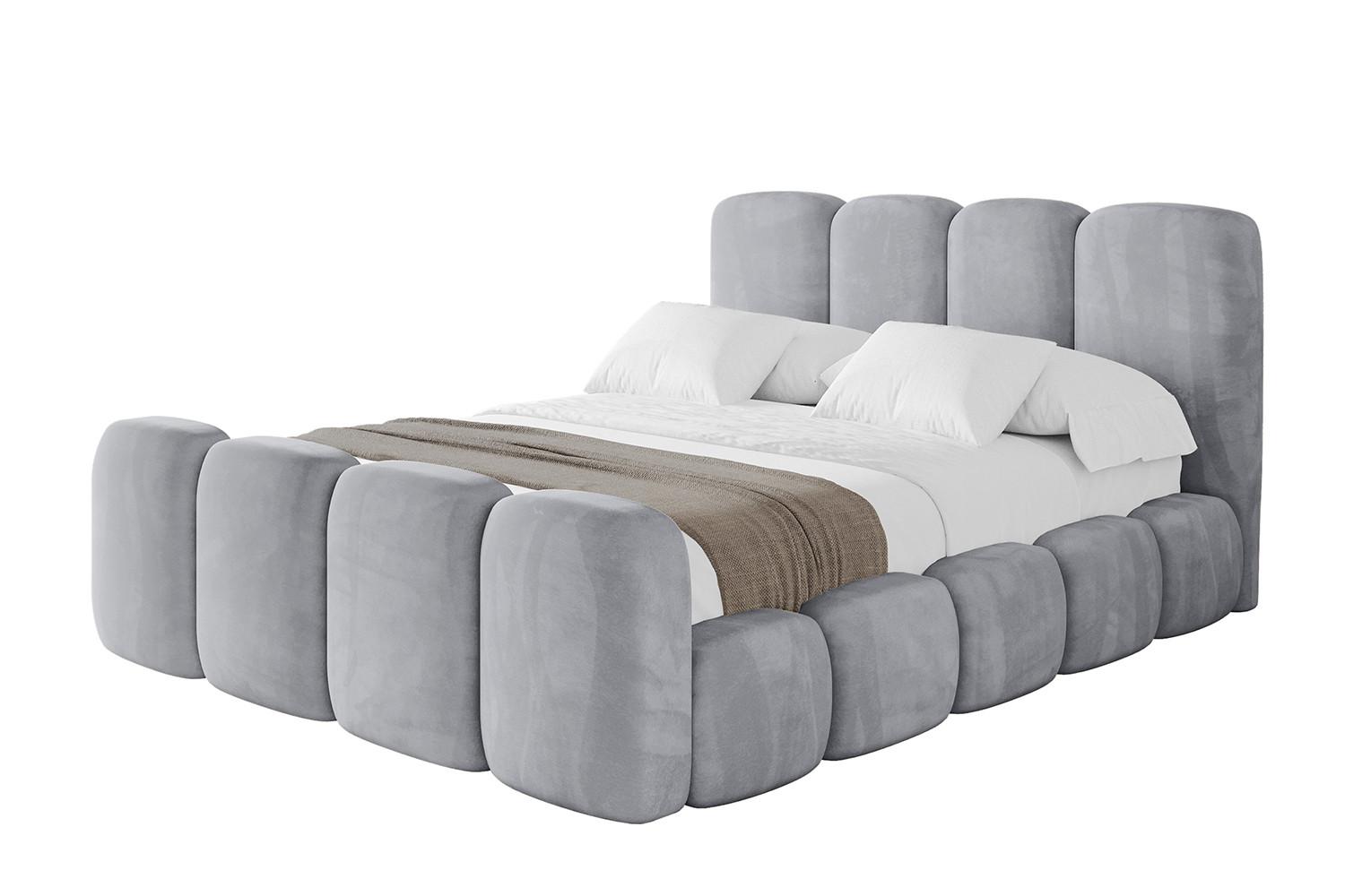 POLSTERBETT mit Bettkasten, Fußteil und Lattenrost, Boxbett ohne Matratze - KALA-Z 140x200 Hellgrau - Hellgrau, Holzwerkstoff/Textil (140/200cm) - ALTDECOR
