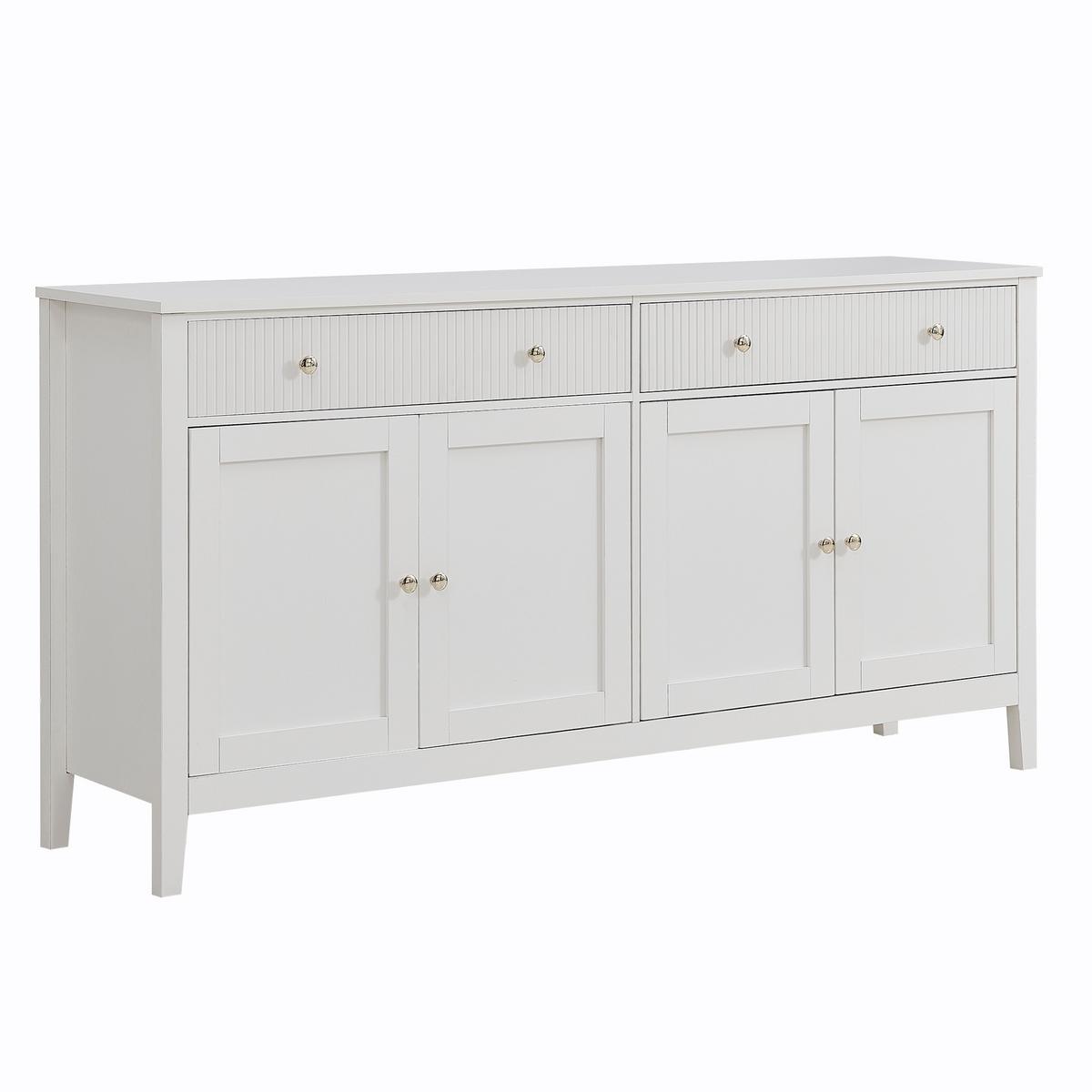 SIDEBOARD aus mattweißem MDF, mit 4 Türen und 2 Schubladen - Weiß, Holzwerkstoff (160/82/40cm) - Urban Meuble