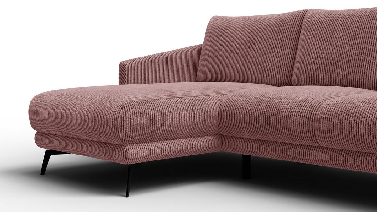 ECKSOFA VILT 3-Sitzer, altrosa - Altrosa/Schwarz, Holzwerkstoff/Textil (221/156cm) - Wozimo