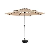 SONNENSCHIRM 294 cm Khaki Stahl Doppelseitiger Gartenschirm mit Kurbel für Terrasse & Pool - Sandfarben, Metall (294/294cm) - Urban Meuble