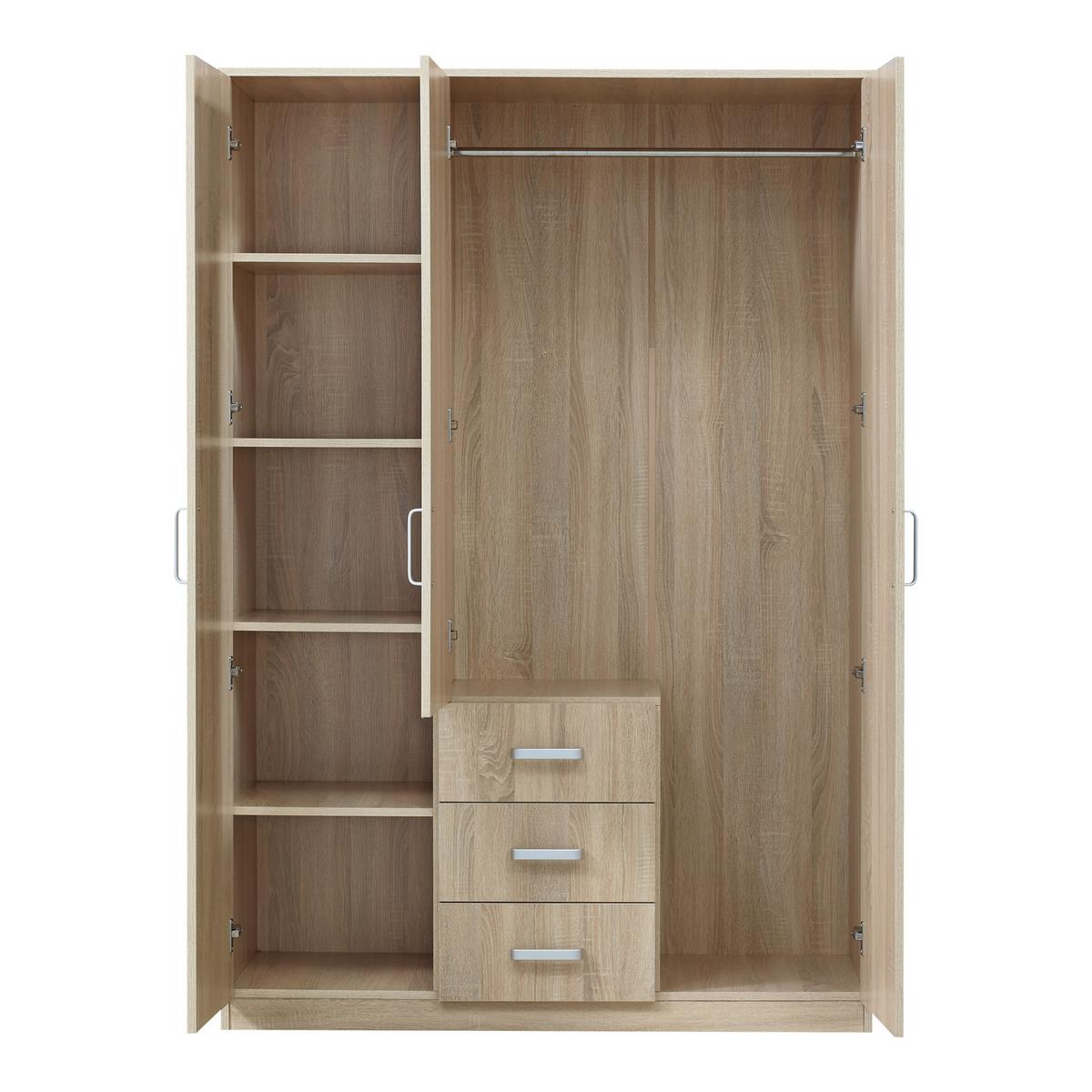KLEIDERSCHRANK Bodolz - Sonoma Eiche, Holzwerkstoff (120/176/52cm) - [en.casa]