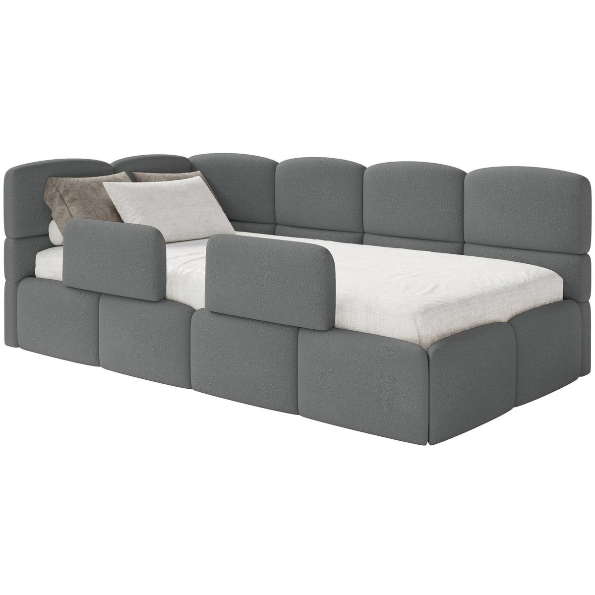 KINDERBETT Cloudy Dunkelgrau 120 x 200 cm - Dunkelgrau/Schwarz, Kunststoff/Textil (120/200cm) - Selsey