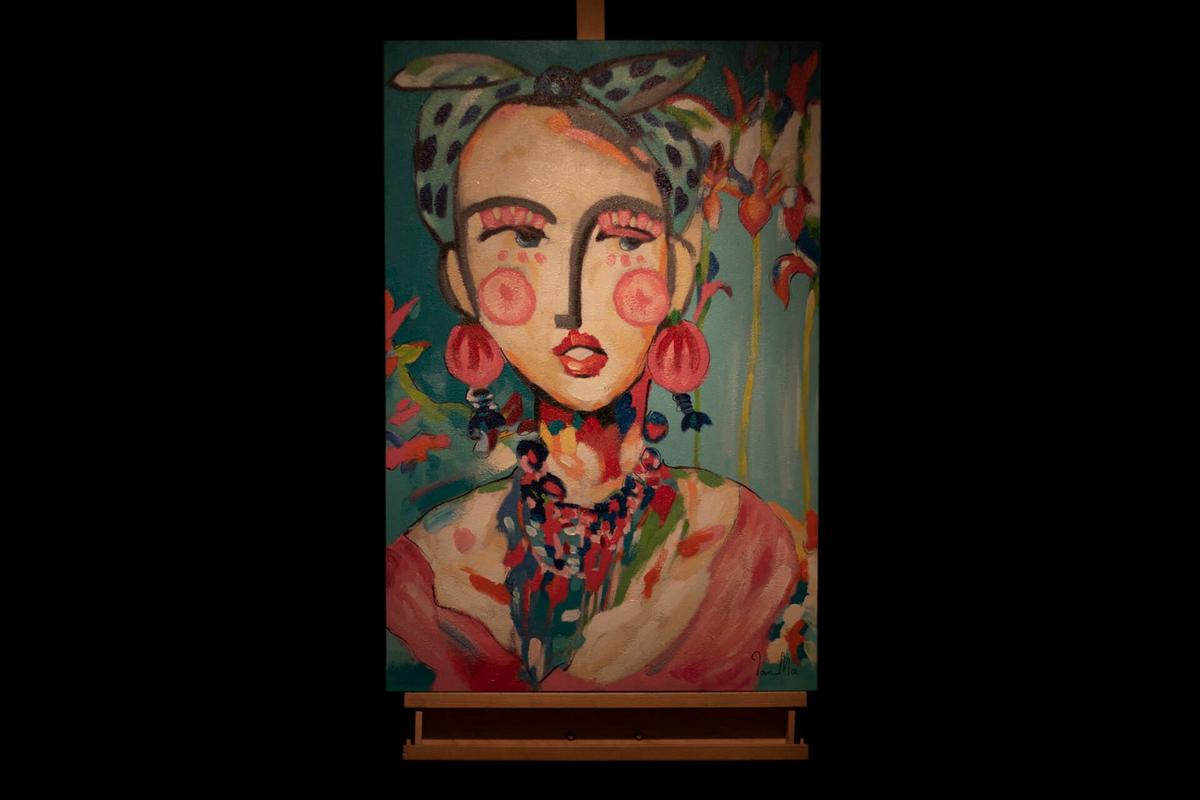ACRYLBILD HANDGEMALT 60/90 cm - Blau/Pink, Holz/Textil (60/90cm) - KUNSTLOFT