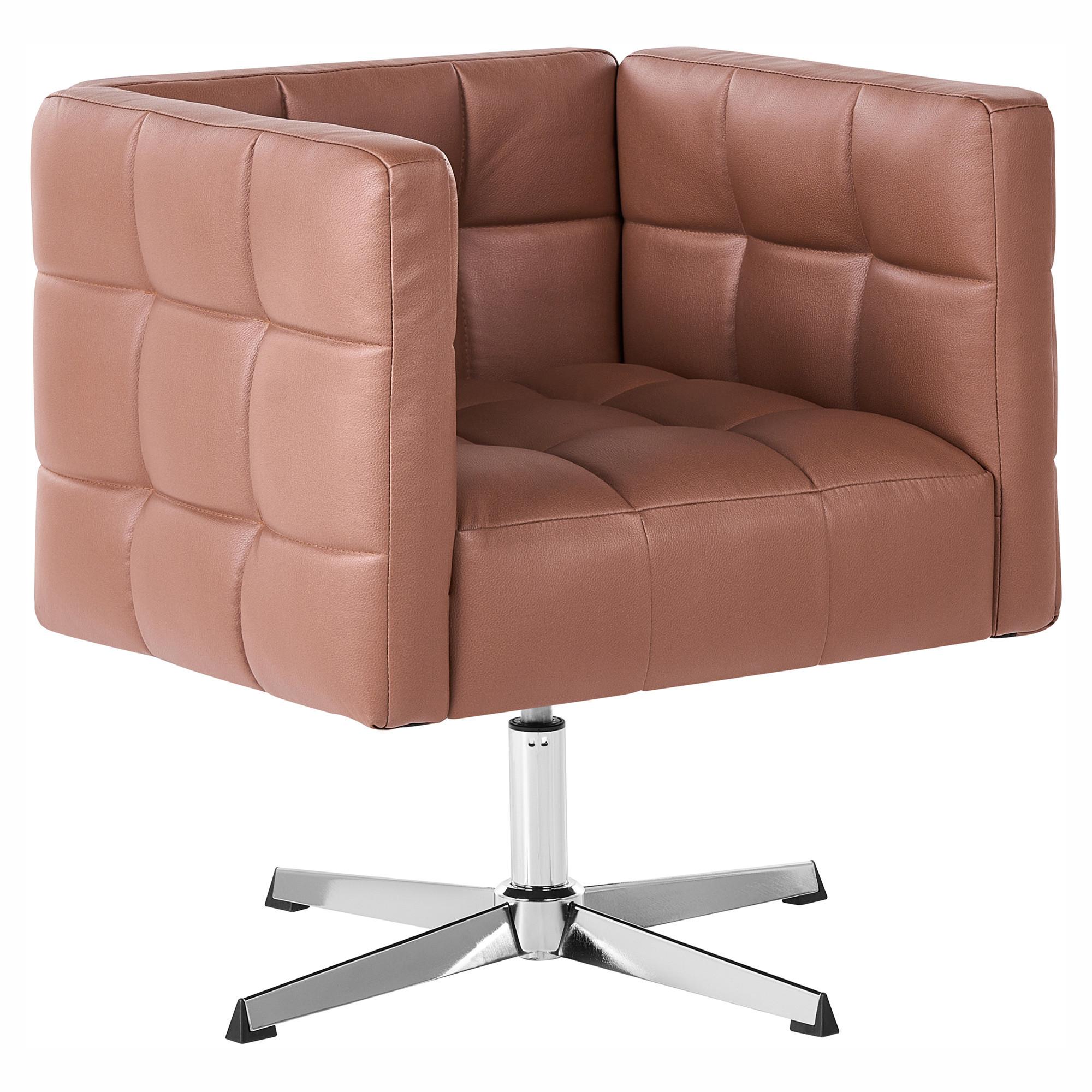 DREHSESSEL Kunstleder Braun Levanger - Silberfarben/Braun, Kunststoff/Metall (71/77/67cm) - Beliani