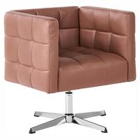 DREHSESSEL Kunstleder Braun Levanger - Silberfarben/Braun, Kunststoff/Metall (71/77/67cm) - Beliani