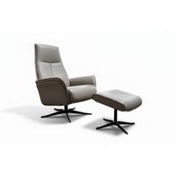 RELAXSESSEL JOSIANE Grau Leder Relaxfunktion - Schwarz/Grau, Leder/Metall (78/107/87cm) - KAWOLA