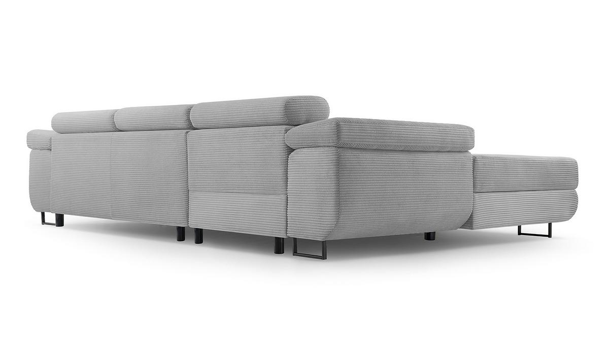 ECKSOFA L Form Arborio Hellgrau 280/203/90 cm Links mit Schlaffunktion - Hellgrau/Schwarz, Textil/Metall (203/280cm) - AX Living