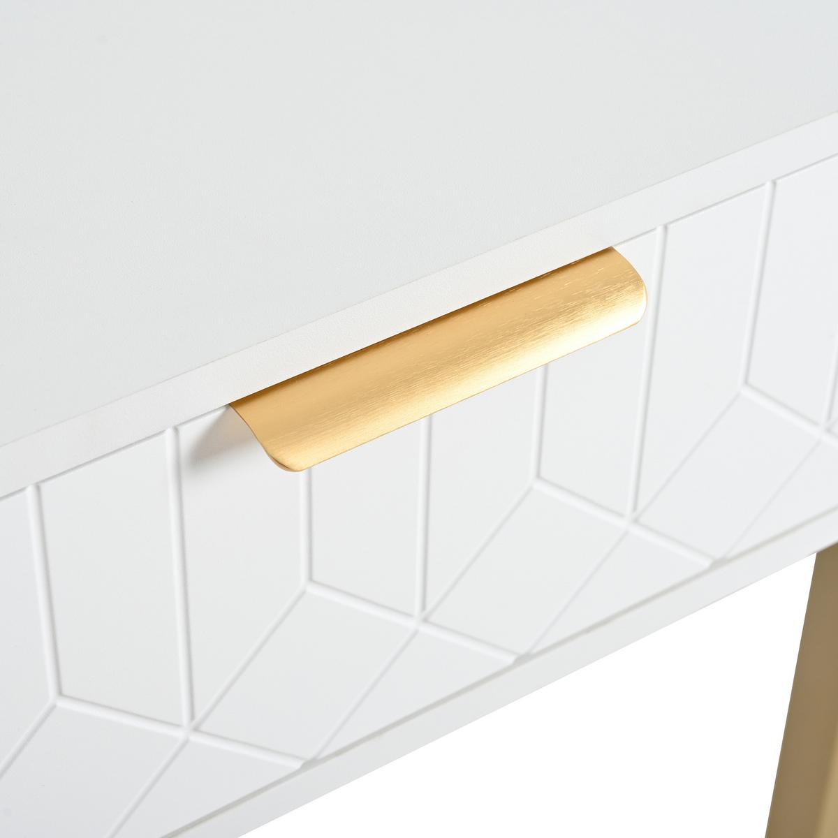 KONSOLENTISCH in weiß mit goldfarbenem metallgestell, 3 schubladen - Weiß, Holzwerkstoff (36/120/80cm) - Urban Meuble