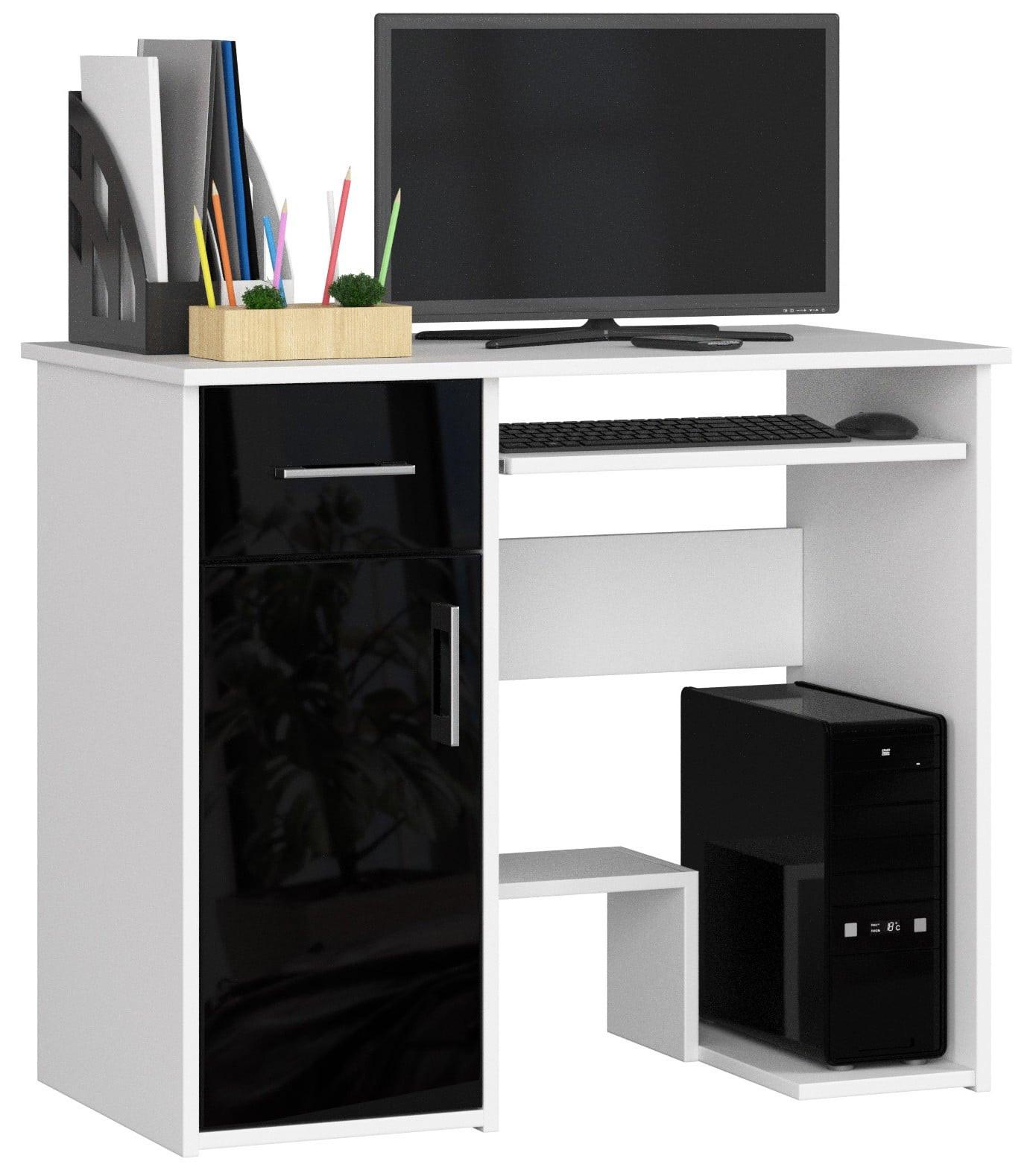 SCHREIBTISCH Weiß, Schwarz Glanz 74/90/50 - Schwarz Hochglanz/Weiß, Holzwerkstoff (124/85/74cm) - RAUMHIRSCH FURNITURE