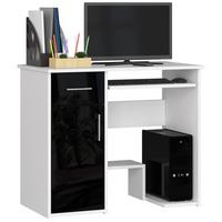 SCHREIBTISCH Weiß, Schwarz Glanz 74/90/50 - Schwarz Hochglanz/Weiß, Holzwerkstoff (124/85/74cm) - RAUMHIRSCH FURNITURE