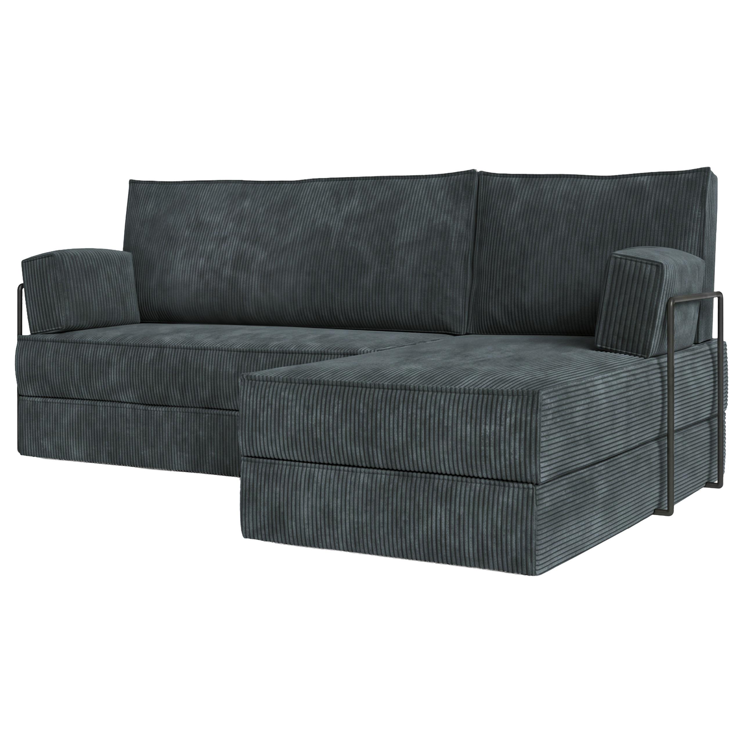 ECKSOFA NOTIA modulares Boneless Sofa mit Schlaffunktion Grau Kordstoff - Dunkelgrau, Textil (200/120cm) - MASSENO