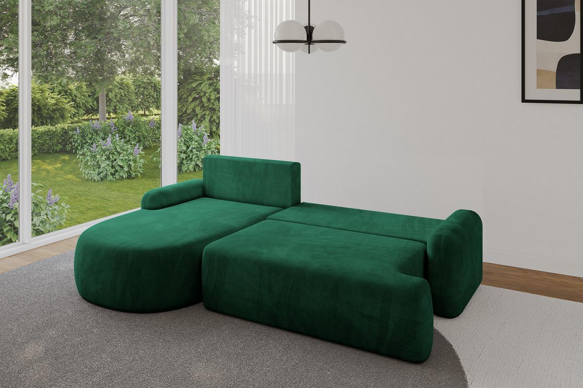 ECKSOFA mit Schlaffunktion und Bettkasten LIRA-L - 264x172x89 Grün - Grün, Holzwerkstoff/Textil (264/172cm) - ALTDECOR