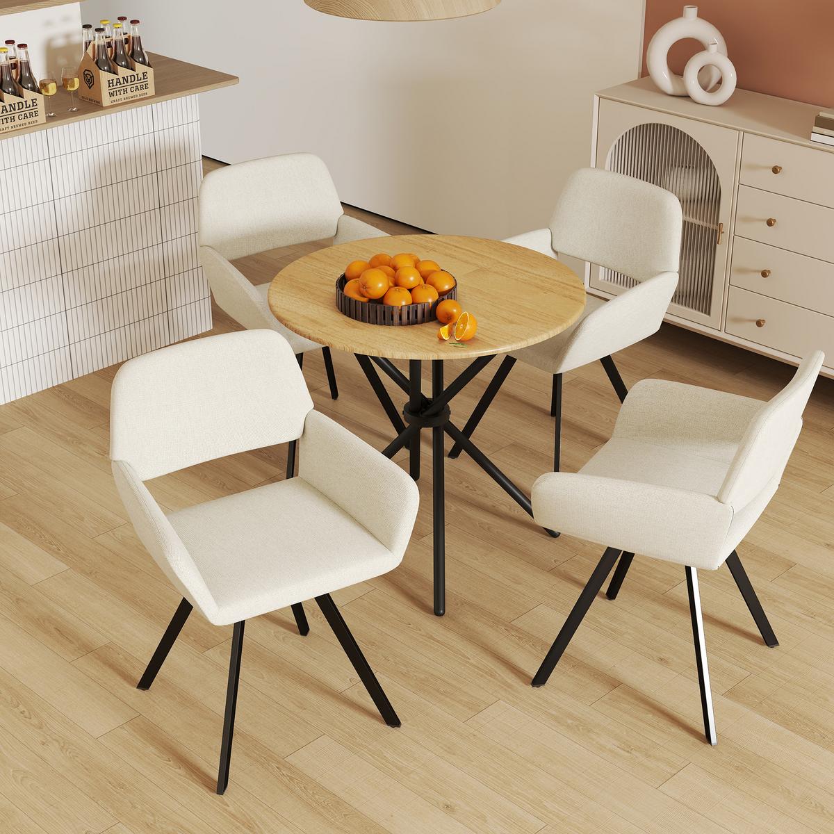 ARMLEHNSTUHL-SET 4 Stück beige - Beige, Holzwerkstoff/Textil (57/82/53cm) - Urban Meuble