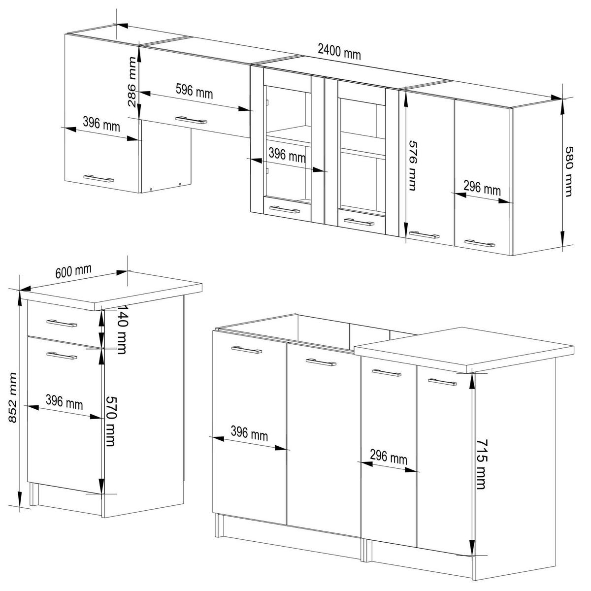 KÜCHENLEERBLOCK Weiß 203/240/46 - Weiß, Holzwerkstoff (240/203/46cm) - RAUMHIRSCH FURNITURE
