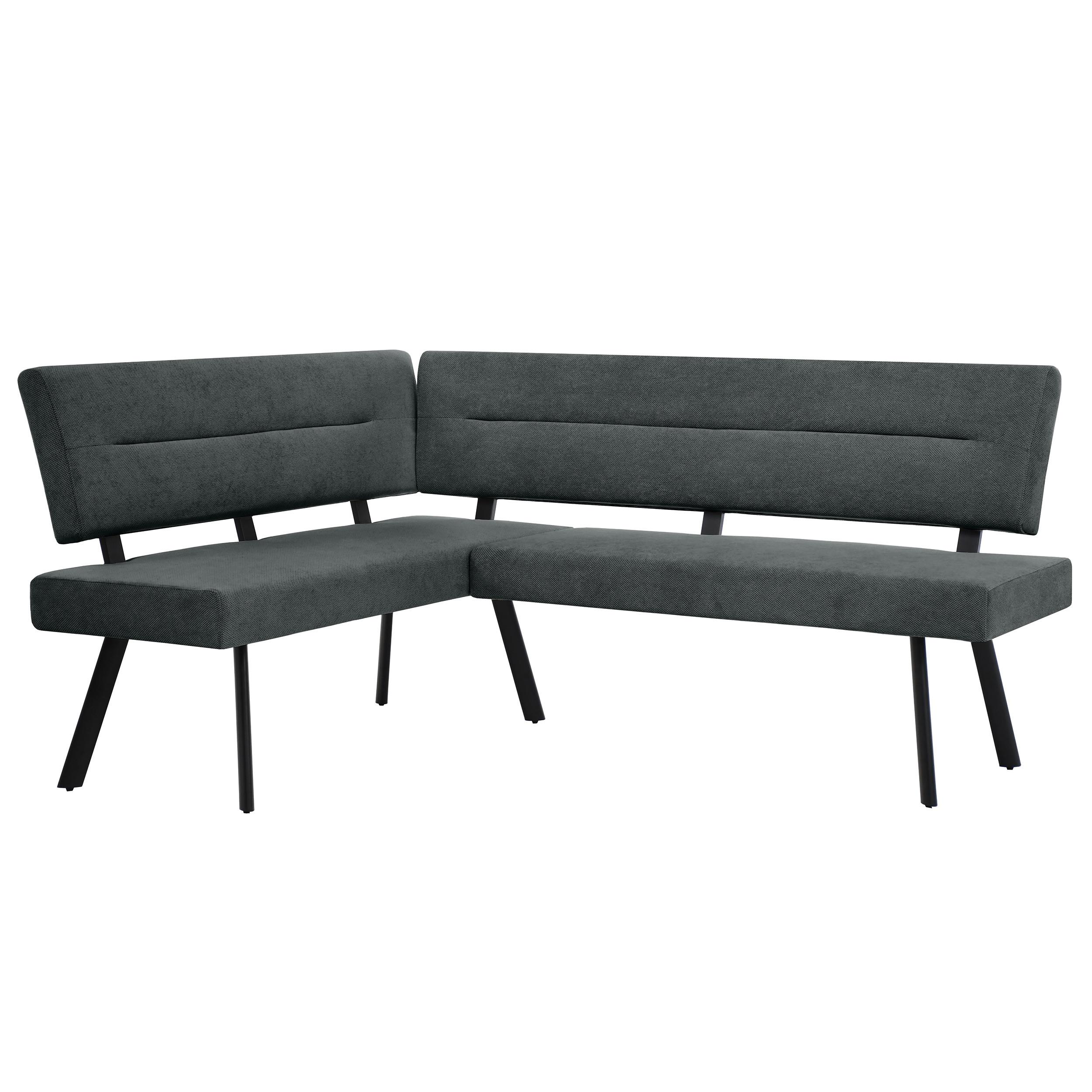 ECKBANK Zerra 192x153 cm, mit Metallbeinen, Curio-Stoff, Anthrazit - Anthrazit/Schwarz, Metall (192/153cm) - Beautysofa