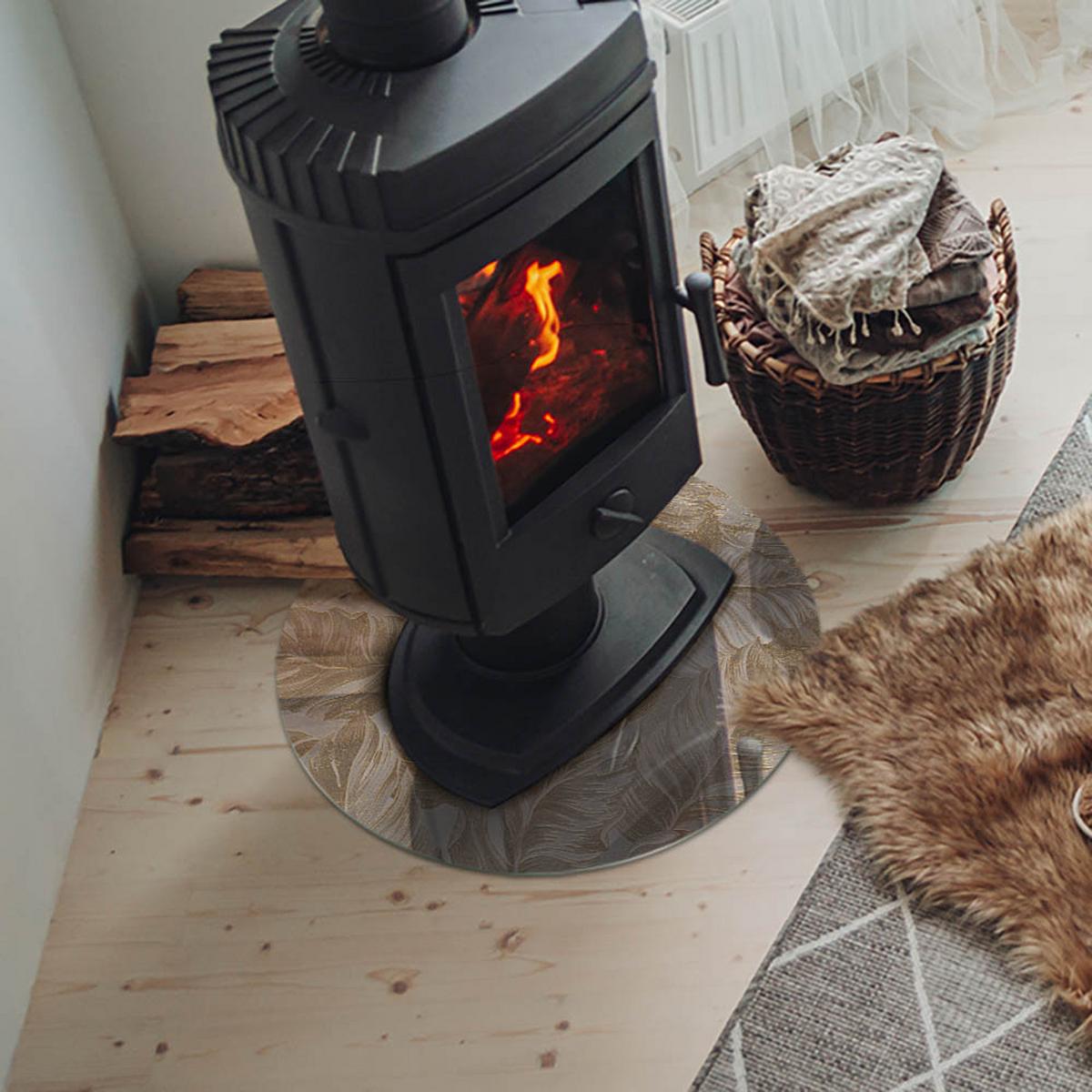 GLASPLATTE für Kamin Ø 50 cm - Beige, Glas (50/50/0.4cm) - TULUP