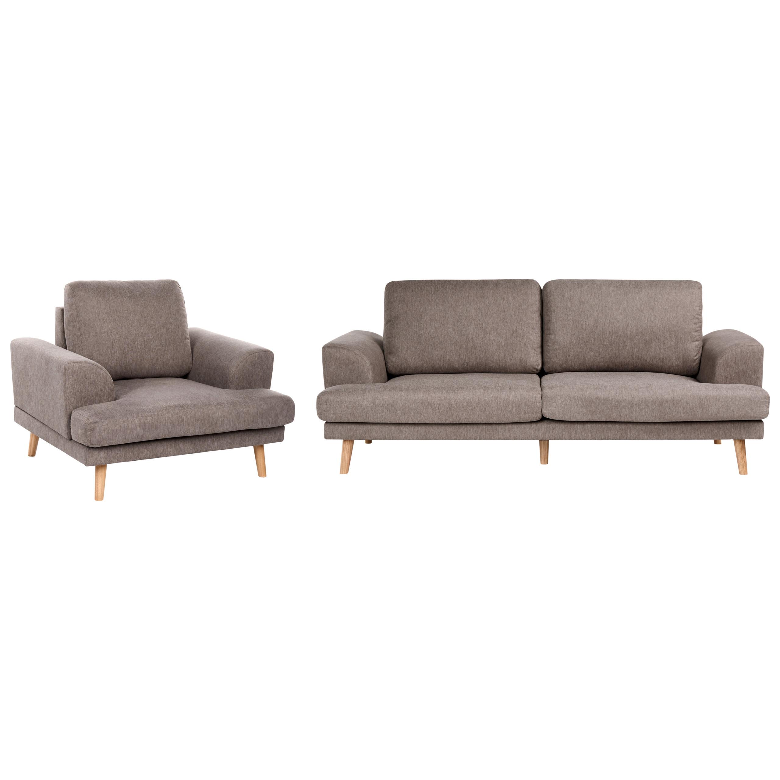 SOFA-SET 4-Sitzer Stoff Braun Kildal - Braun, Textil (280/90/96cm) - Beliani