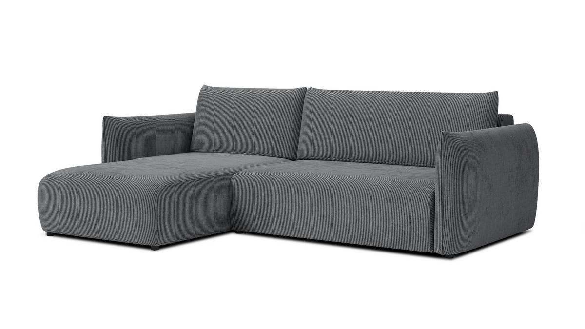 ECKSOFA TAUER 3-Sitzer rechts, dunkelgrau - Dunkelgrau/Schwarz, Holz/Textil (248/173cm) - Wozimo
