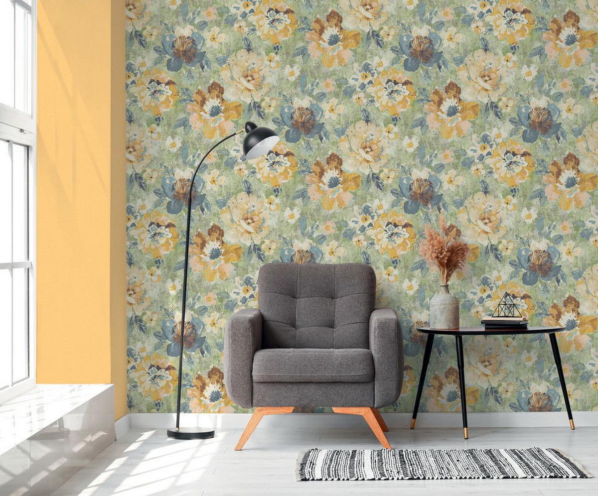 VLIESTAPETE Grün 53/1005 cm - Grün, Textil (53/1cm) - KUNSTLOFT