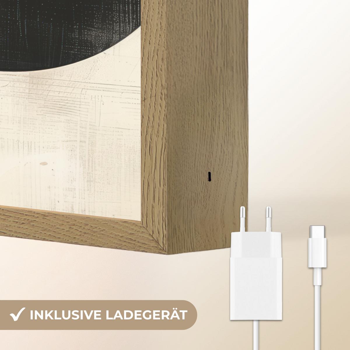 WANDLEUCHTE MIT AKKU Abstrakt - Modern - Schwarz - Gold 30x40 cm - Sandfarben, Holzwerkstoff (30/40/8cm) - OnlyWow