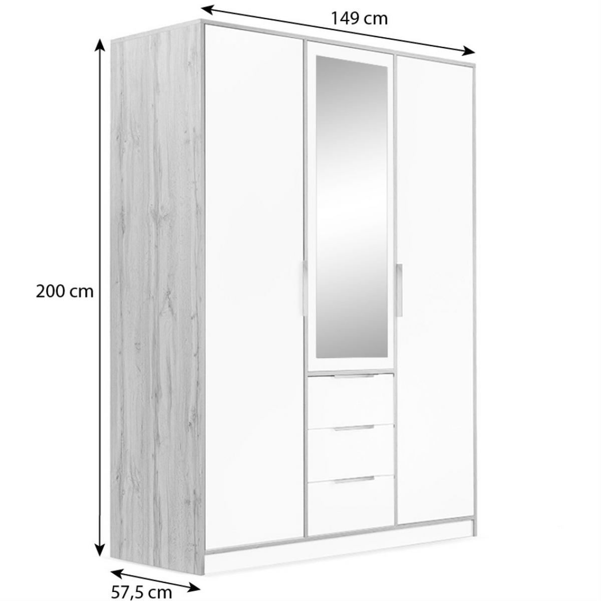 DREHTÜRENSCHRANK Livo mit 3 Türen und 3 Schubladen, eiche Viking+Schwarz, 150 cm - Eichefarben/Schwarz, Holzwerkstoff (150/200/57cm) - Beautysofa