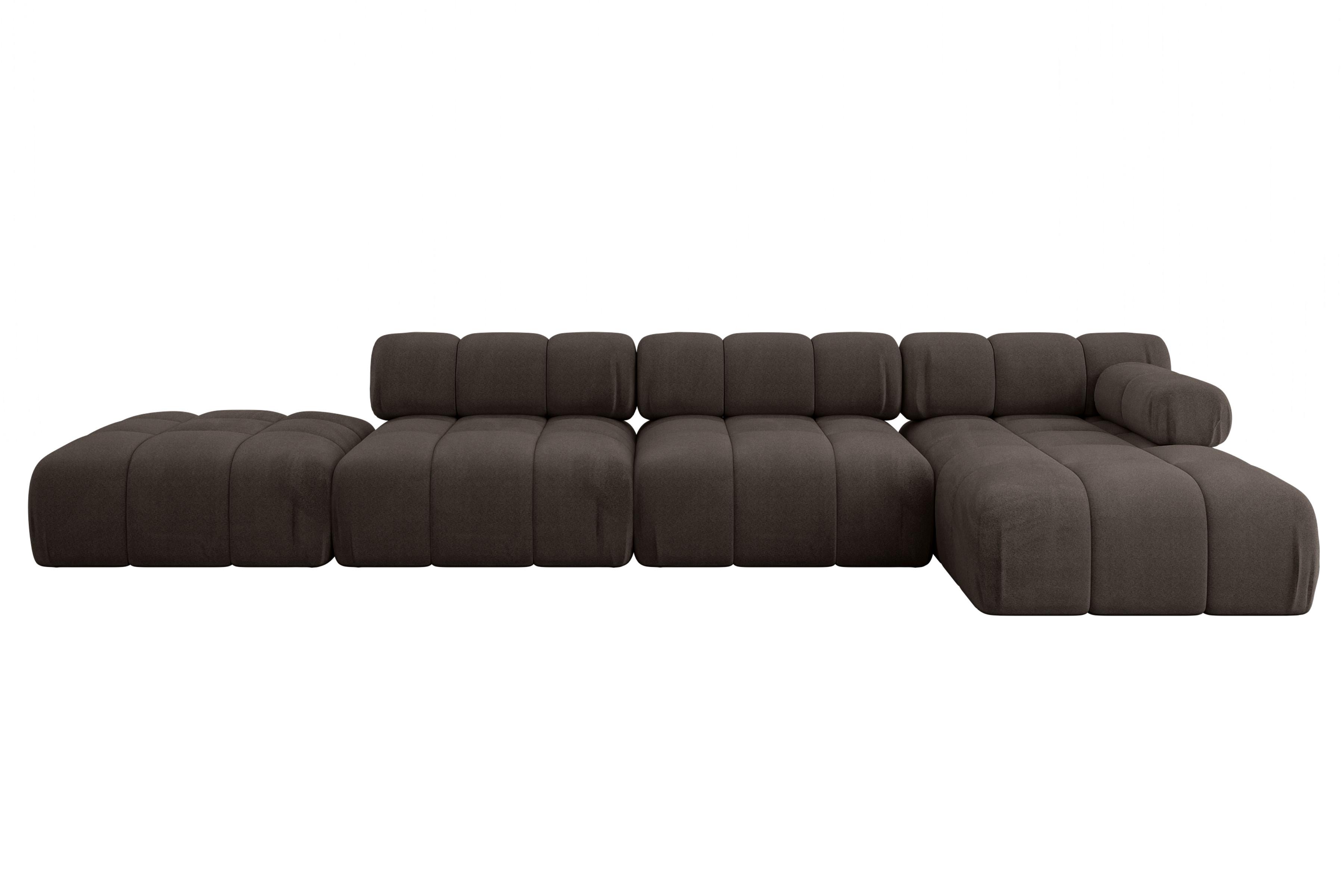 ECKSOFA modulares Sofa Lizur-L2 - 380x160x70 cm Braun Velours - Braun, Holzwerkstoff/Textil (380/160cm) - ALTDECOR
