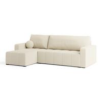ECKSOFA VOLIRA Creme Boucle-Stoff mit Schlaffunktion - Creme, Holz (230/143cm) - MASSENO