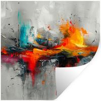 WANDTATTOO Moderne Kunst - Orange - Grau - Abstrakt Wanddeko 50x50 cm - Hellgrau, Kunststoff (50/50/0.1cm) - MuchoWow