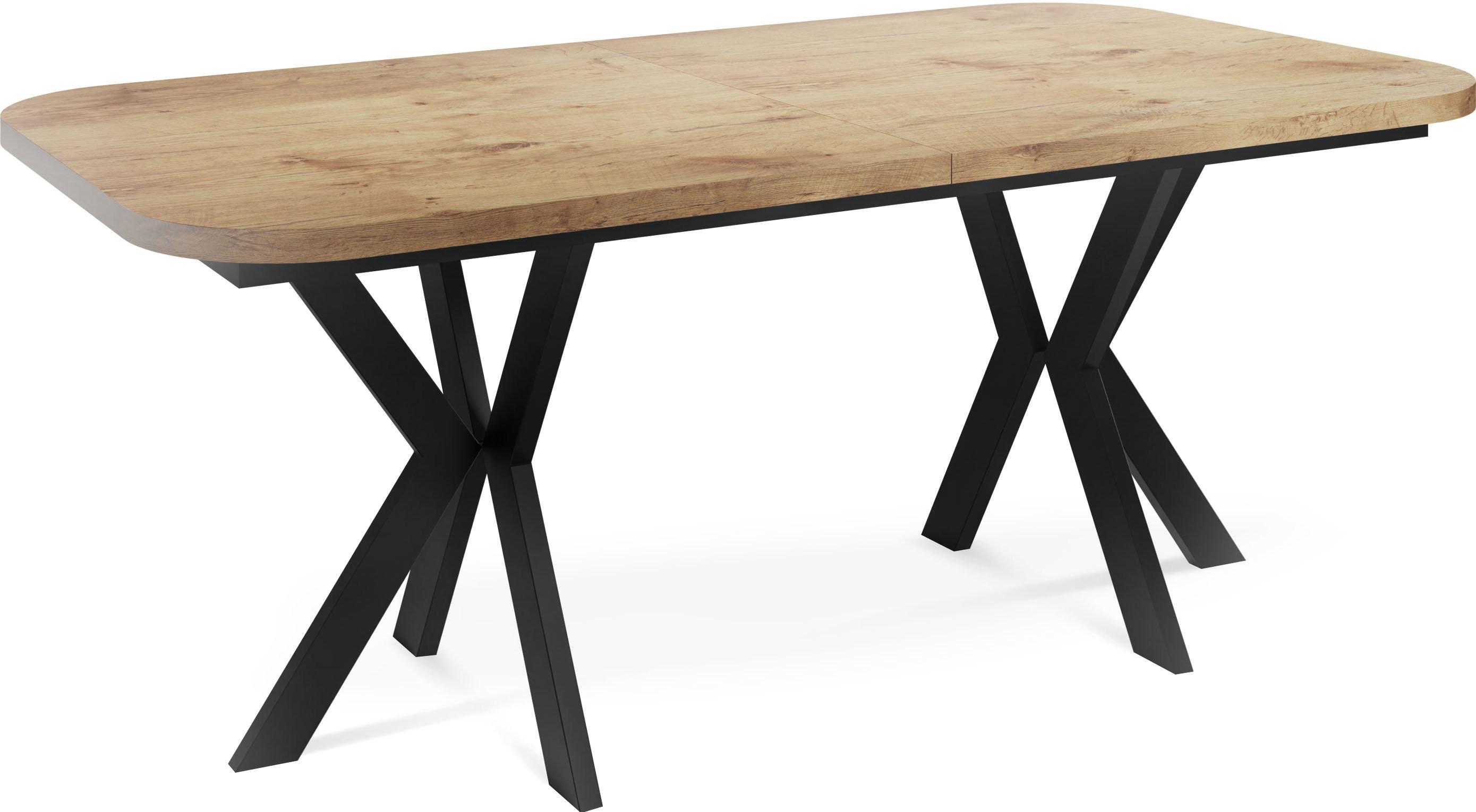 ESSTISCH Olivia ausziehbar rechteckig, Lancelot Eiche 200-280/100/76 - Eichefarben/Schwarz, Holzwerkstoff/Metall (100/280/76cm) - WFL GROUP