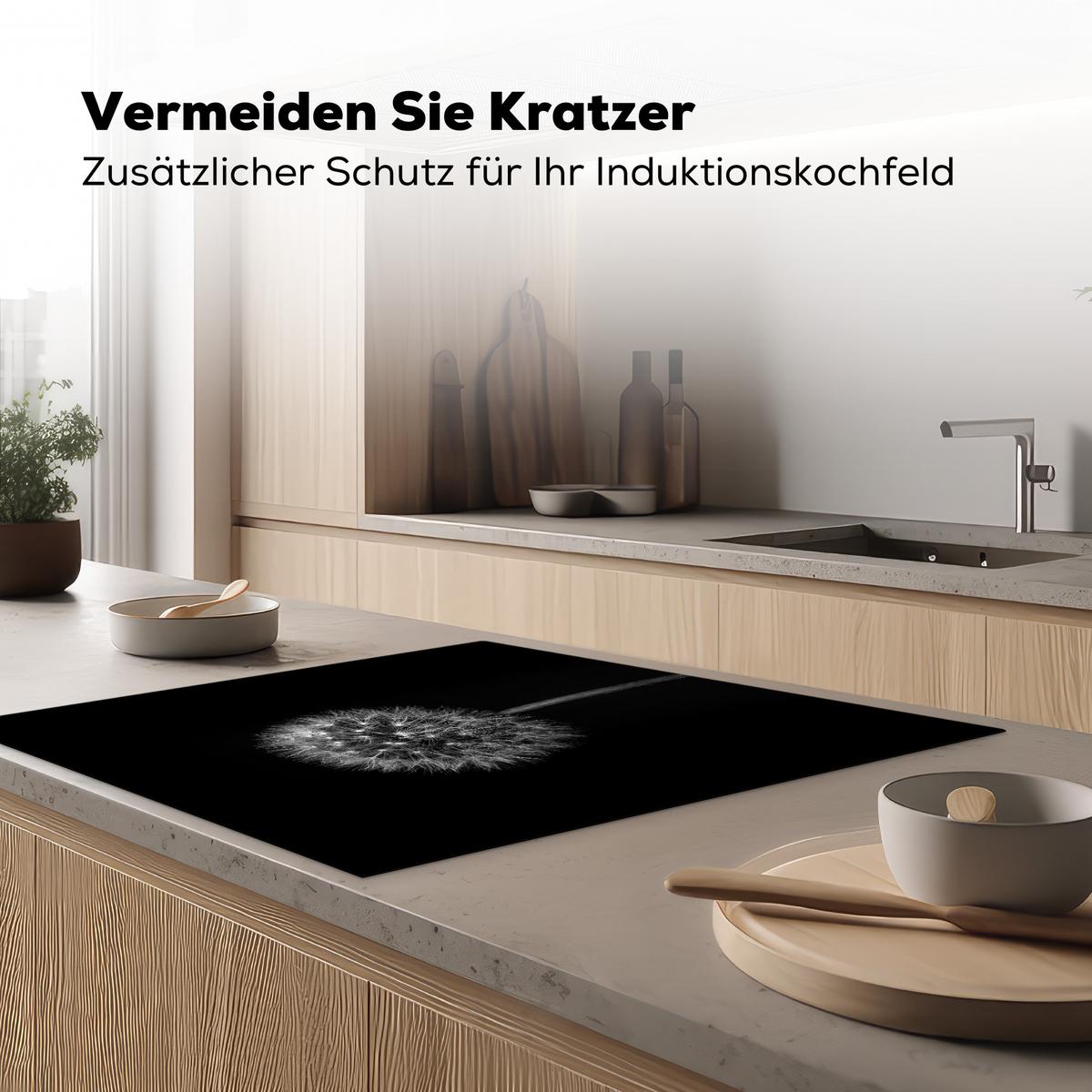 HERDABDECKPLATTE Löwenzahn - Schwarz - Floral - Botanisch Induktionsmatte 78x78 cm - Grau, Kunststoff (78/78/0.2cm) - MuchoWow
