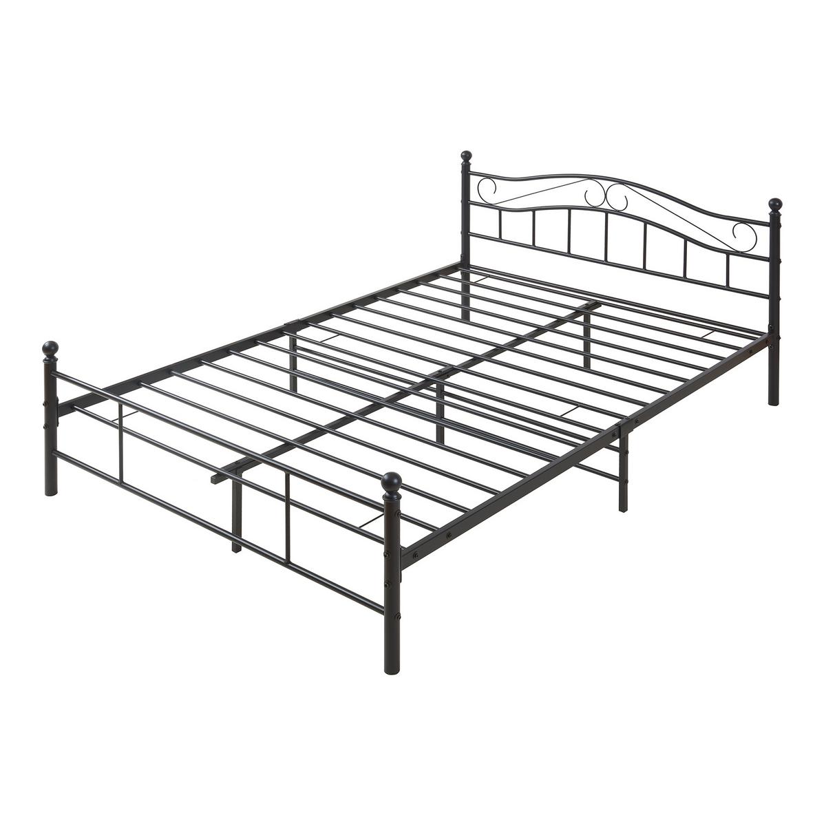 METALLBETT Florenz - Schwarz, Metall (140/200cm) - [en.casa]