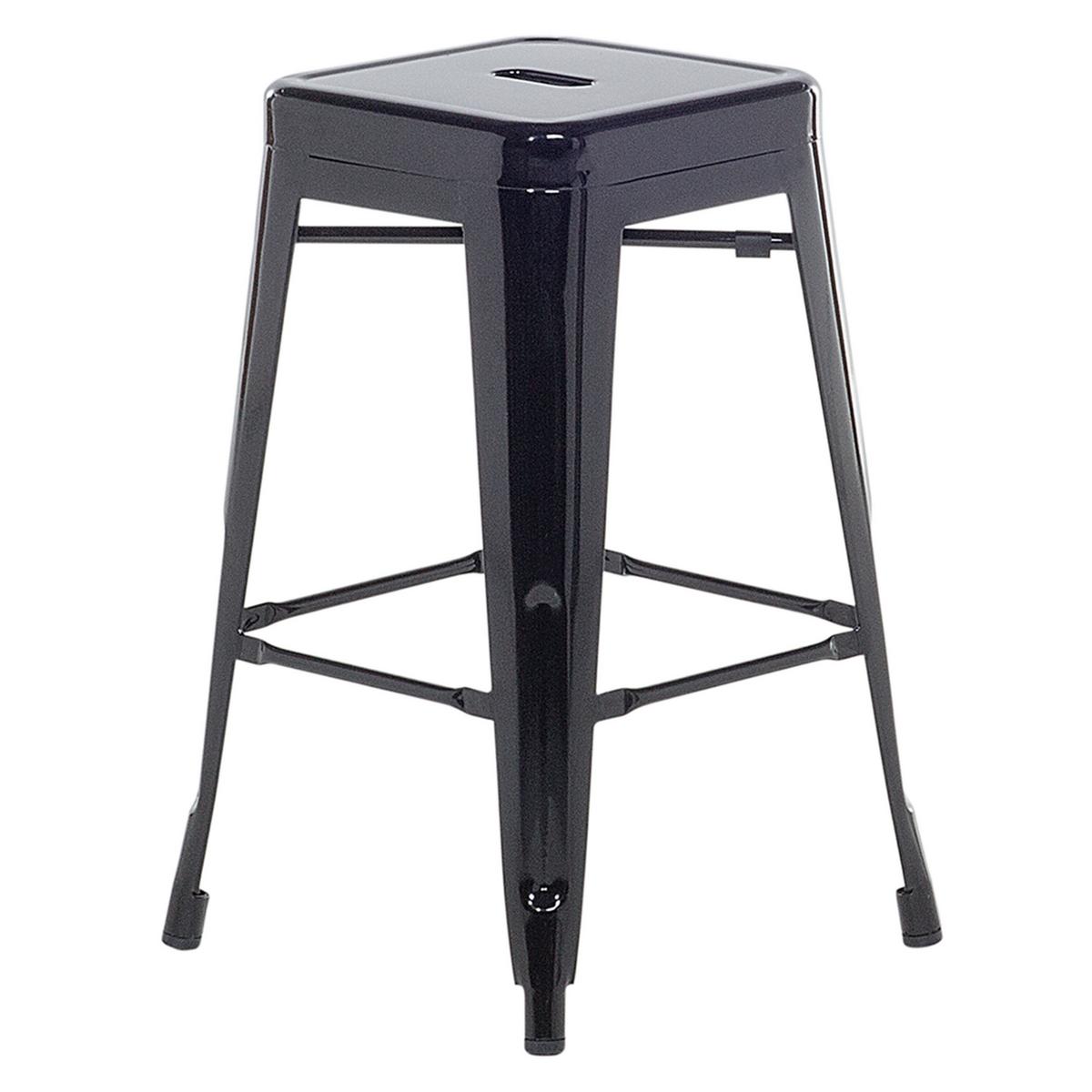 HOCKER 2er-Set Metall Schwarz Cabrillo - Schwarz, Metall (42/60/42cm) - Beliani