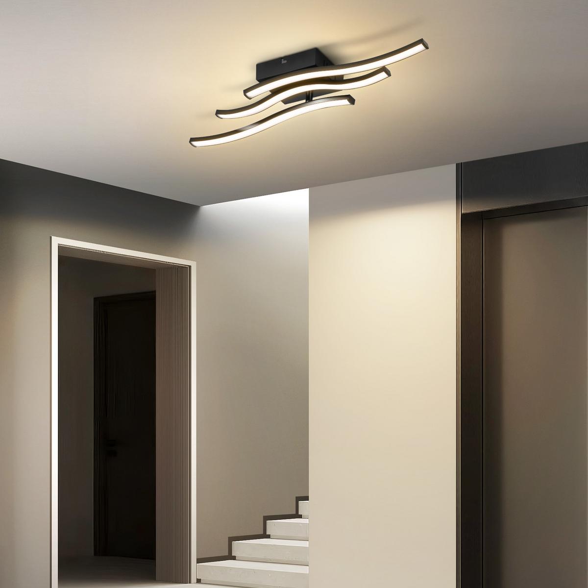 LED DECKENLEUCHTE Asteria 51.5/12/7.5 cm - Schwarz, Kunststoff (51.5/12/7.5cm) - ZMH
