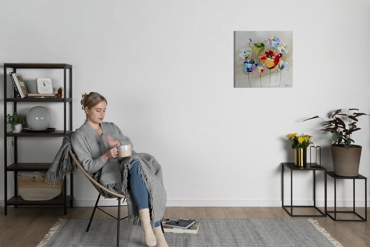 ÖLGEMÄLDE 60/60 cm - Blau/Beige, Holz/Textil (60/60cm) - KUNSTLOFT