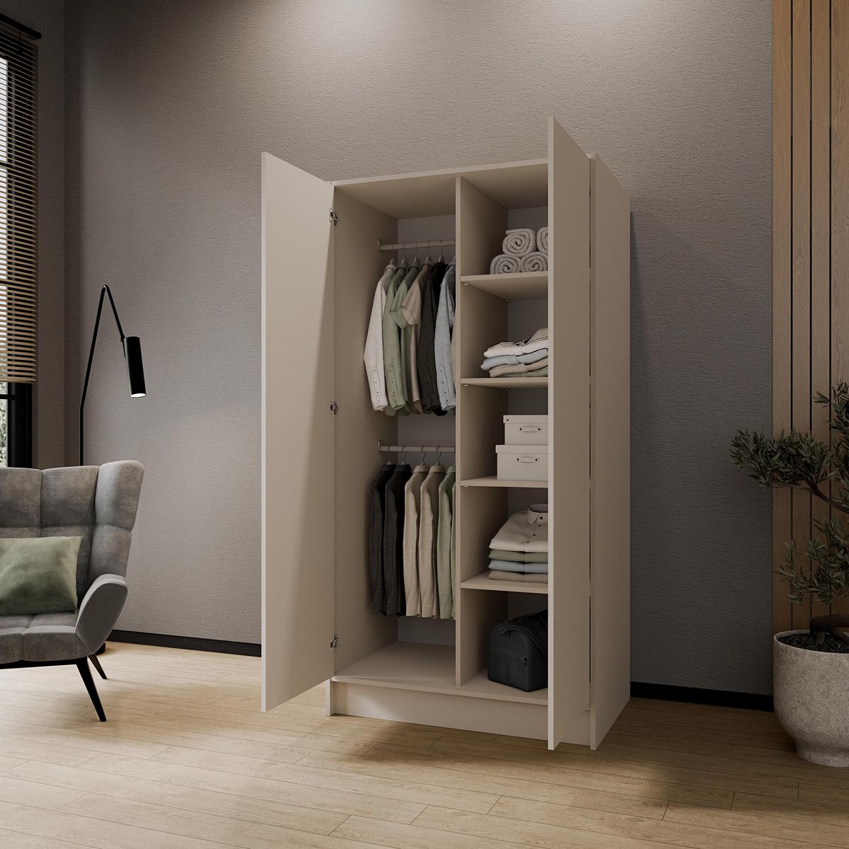 DREHTÜRENSCHRANK VELAR 102/200/51 cm Modern Kleiderschrank 2-türig Kaschmir - Kaschmir, Holzwerkstoff (102/200/51cm) - MASSENO