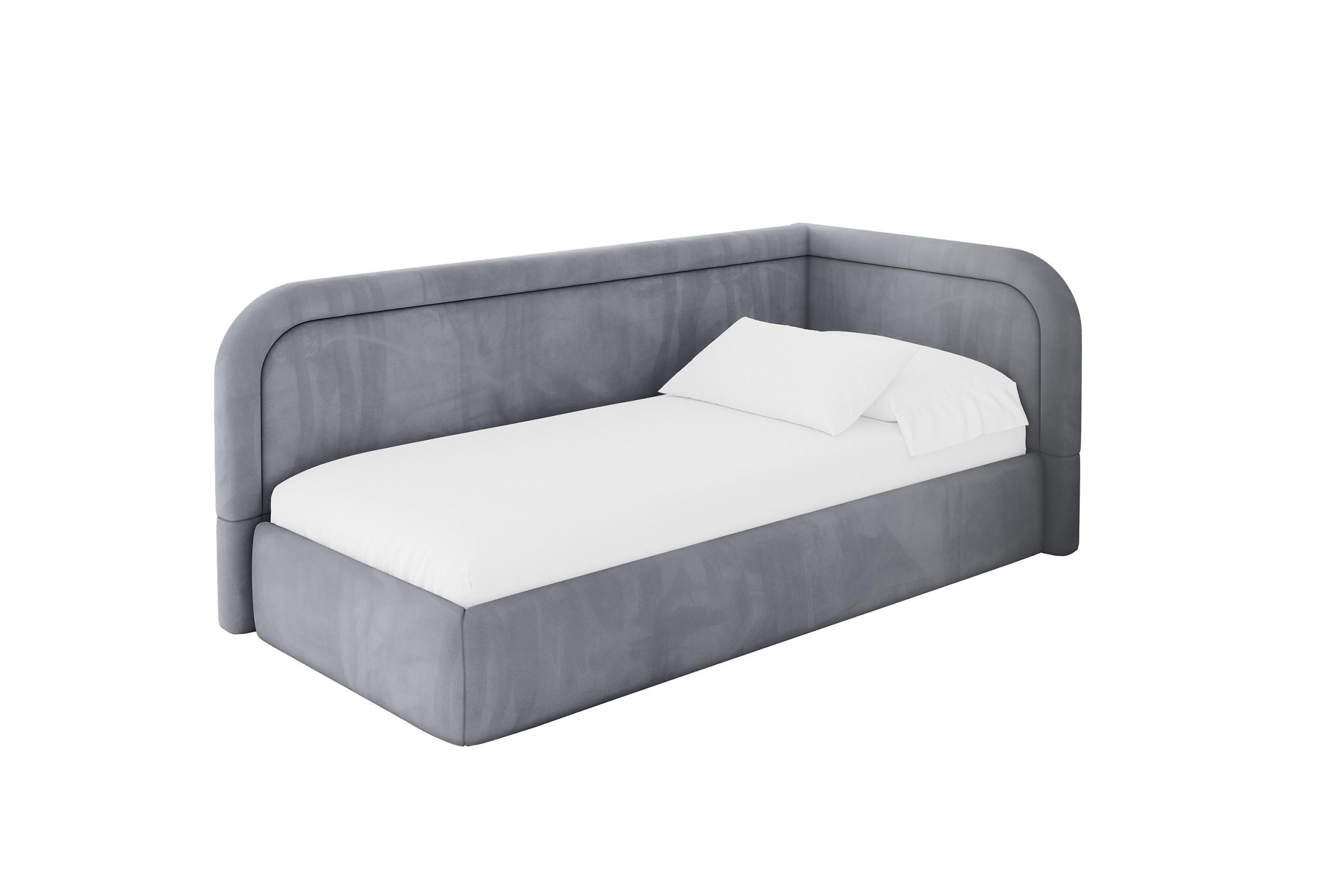EINZELLBETT Jugendbett mit Bettkasten und Matratze H3/H4, Links - JOVY 100x200 Grau - Grau, Holzwerkstoff/Textil (100/200cm) - ALTDECOR