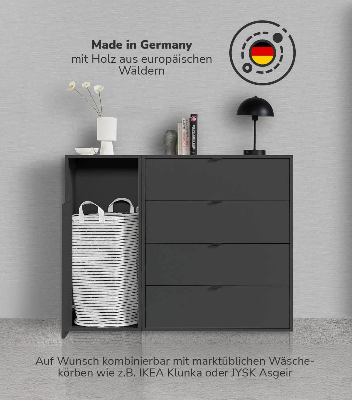 WÄSCHESCHRANK Der Wäschehüter - Schwarz, Holzwerkstoff (41/95/40cm) - Mokebo