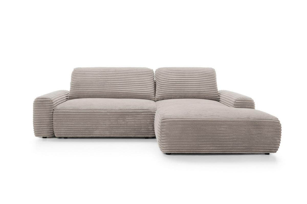 ECKSOFA OSSO Braun Velours-Stoff mit Schlaffunktion - Braun, Holz (264/162cm) - MASSENO