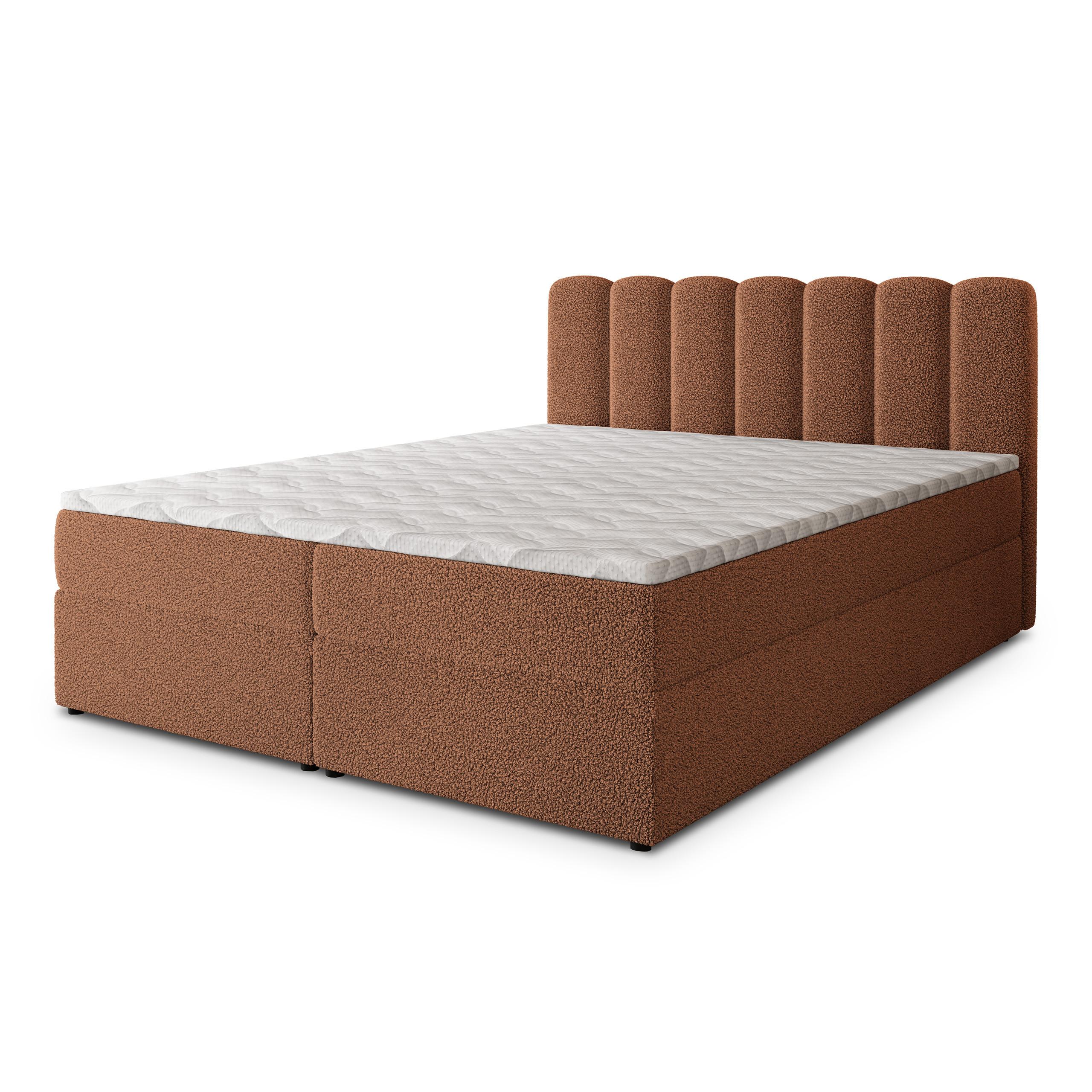 BOXBETT SOLIA 140x200 cm mit Matratze und Topper, H2+H3 - Kupferfarben - Kupferfarben, Holz (140/200cm) - MASSENO