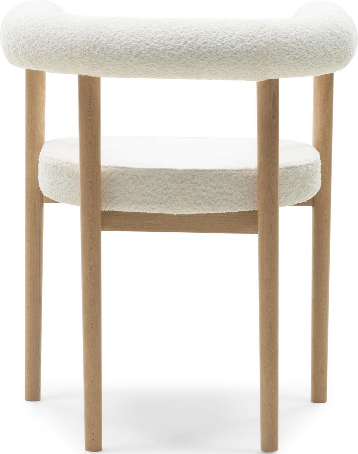 ESSZIMMERSTUHL MAYA 4er Set in Weiß Boucle mit massivem Buchenholzgestell 62/56/78 cm - Hellbraun/Weiß, Holz/Textil (61/74/57.5cm) - WFL GROUP