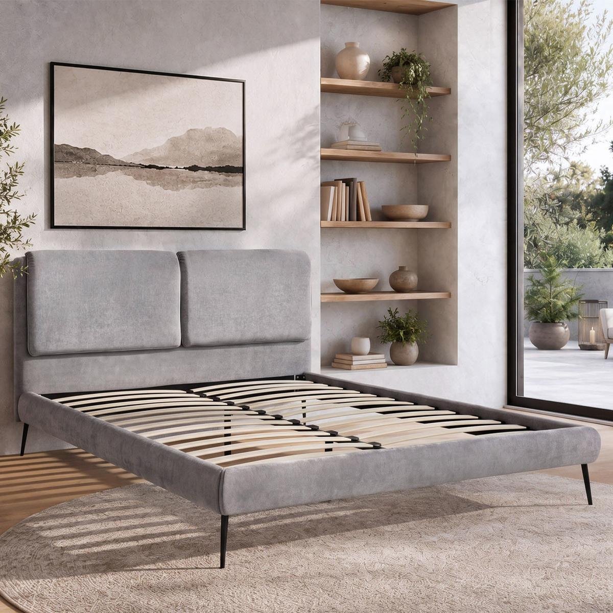 POLSTERBETT Nuit, Doppelbett 160x200 cm ohne Matratze, Chenille-Stoff, Grau - Grau, Textil (160/200cm) - Beautysofa