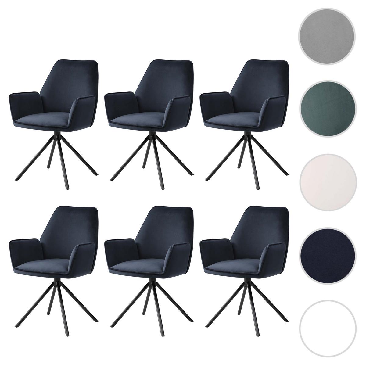 ESSZIMMERSTUHL Anthrazit, Blau, Schwarz 6er-Set - Blau/Anthrazit, Textil (60/86/60cm) - MCW