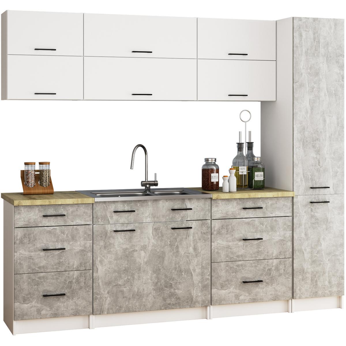 HOCHSCHRANK Weiß, Beton 205/40/57 - Weiß, Holzwerkstoff (40/205/57cm) - RAUMHIRSCH FURNITURE