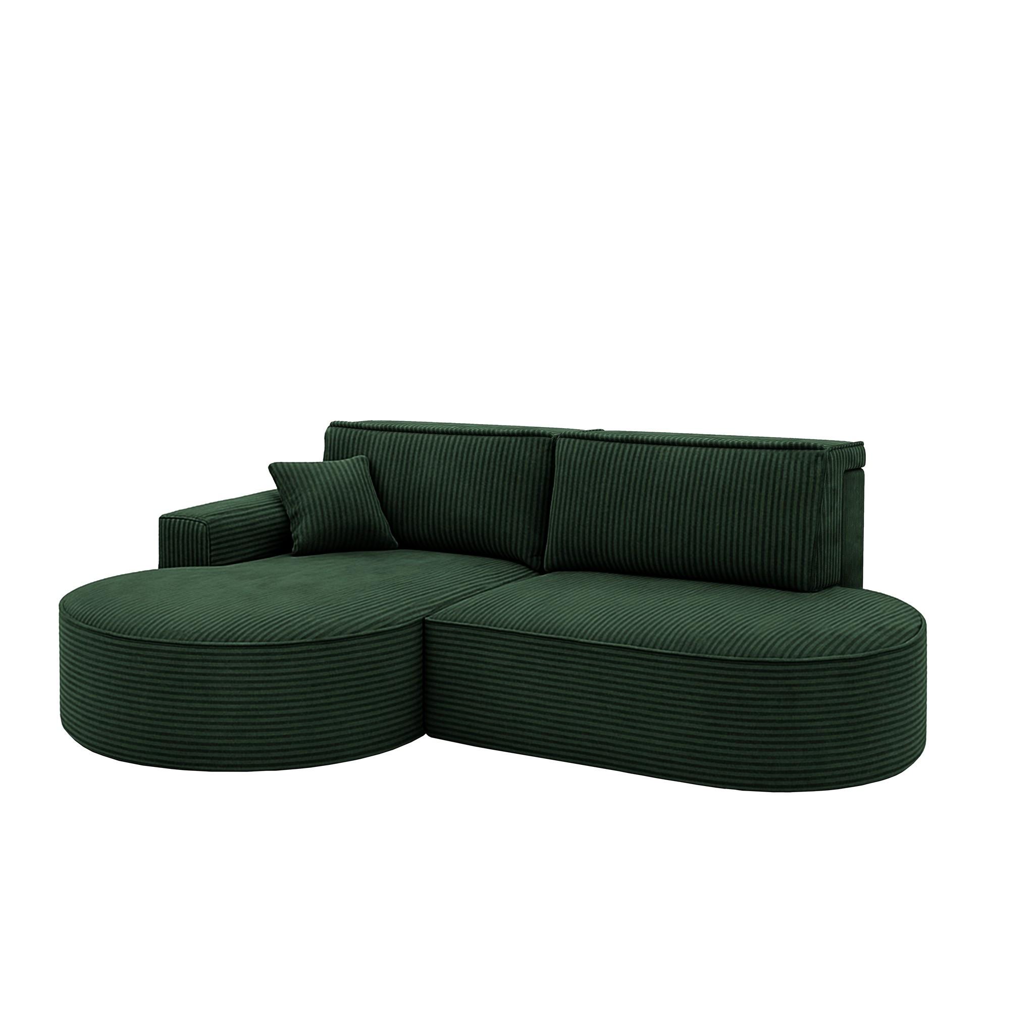 ECKSOFA Venedig Mit Schlaffunktion - Grün, Holzwerkstoff/Textil (278/179cm) - Fun Möbel