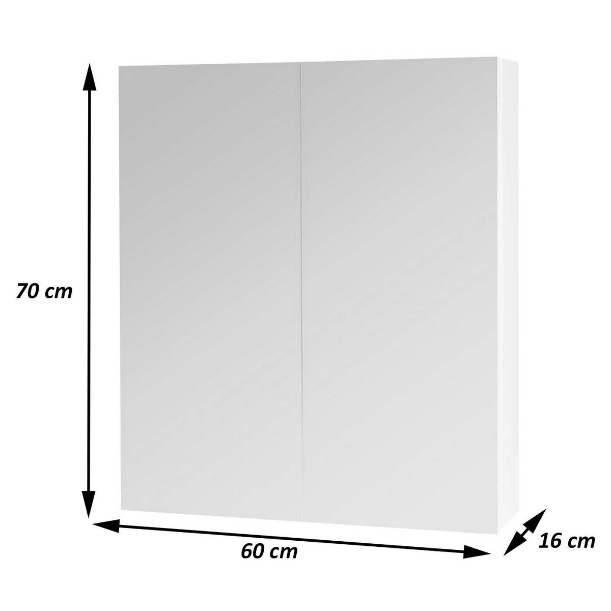 SPIEGELSCHRANK B19B Hochglanz Schwarz - Schwarz Hochglanz, Holz (60/70/16cm) - MCW